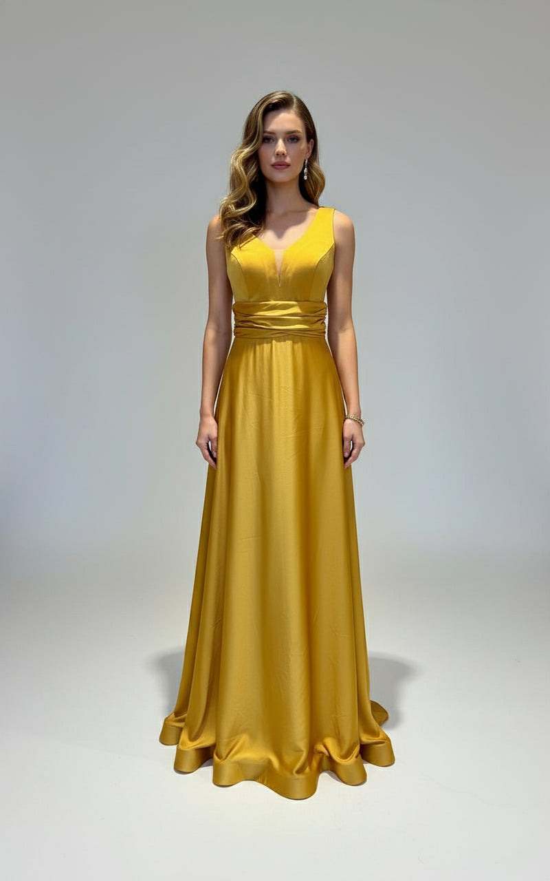 formal dress manila Manila A-line Plunging Sleeveless Maxi Evening Gown by Nadia's