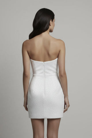 sparkly white reception dress Clarabelle Sparkly Mini White Dress – Modern Bridal & Reception Dress In Stock / Ivory / 0