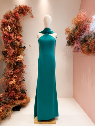 Celine sculpted halter gown