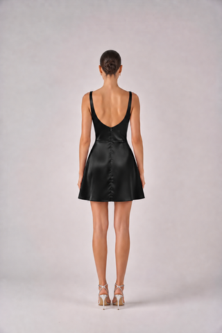 2407 satin sweetheart mini dress with wide straps