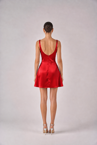 2407 satin sweetheart mini dress with wide straps