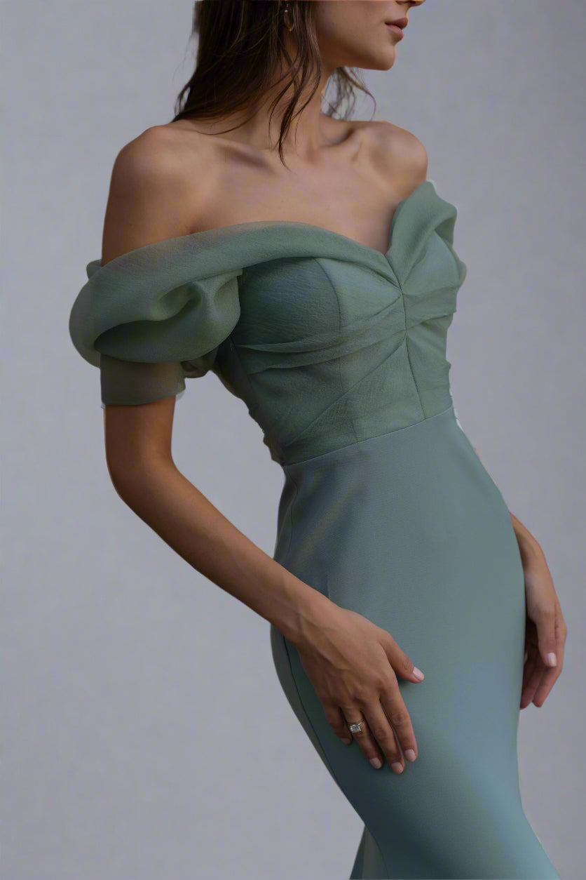 diana off shoulder dress Diana Pleated Off-Shoulder Wedding Dress TC2328