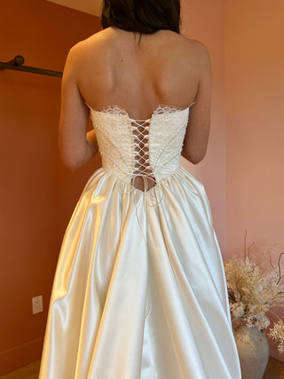 Pearl embellished corset ballgown
