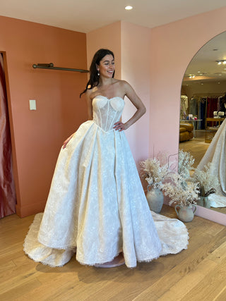 Strapless sweetheart lace ballgown