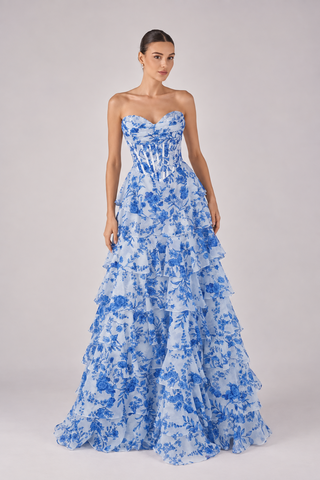 Florentina floral corset tiered gown