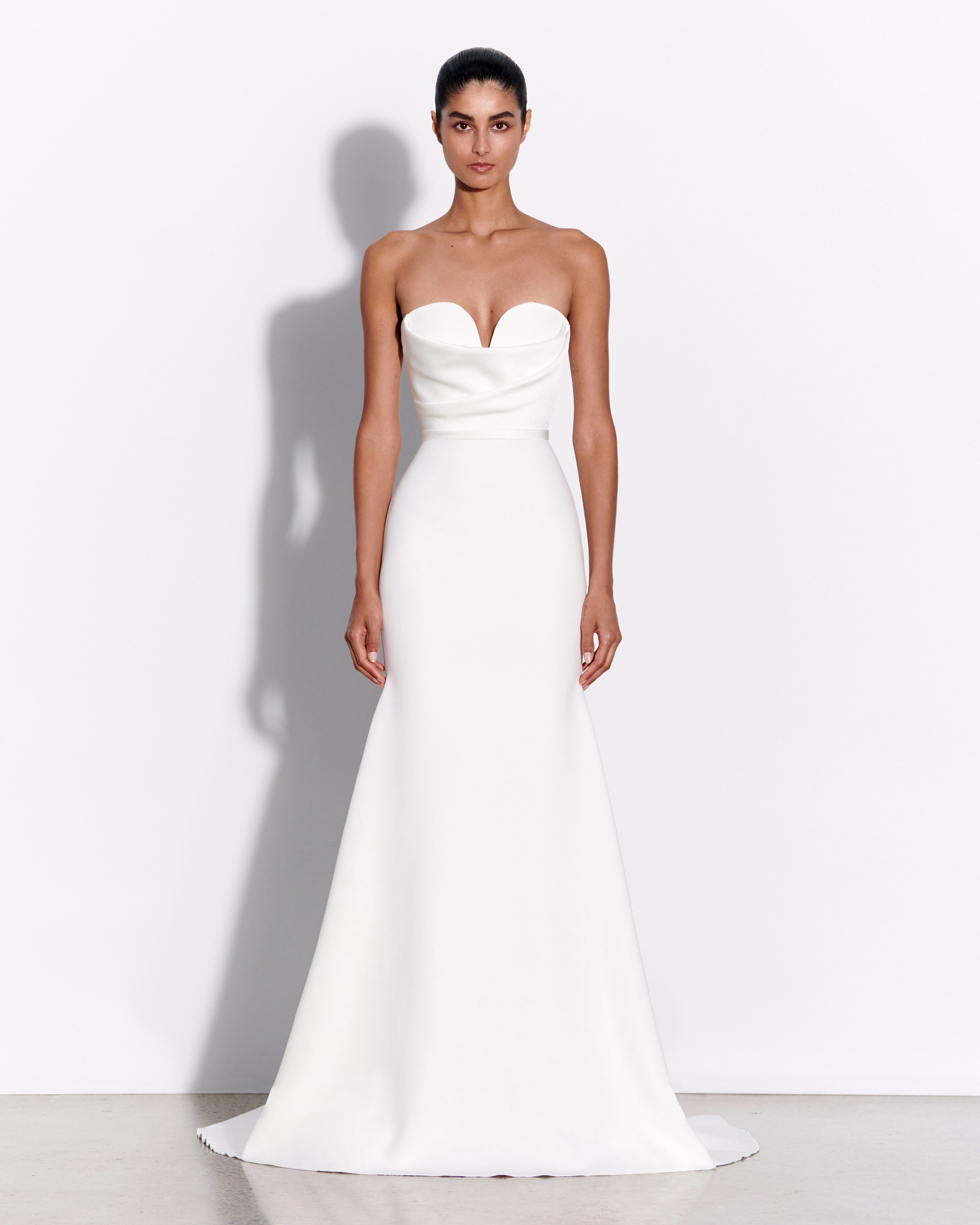 Hartley Gown by Alex Perry Strapless Sweetheart Drape Gown in Satin Crepe Luxury Bridal Gown Free Shipping Nadia s