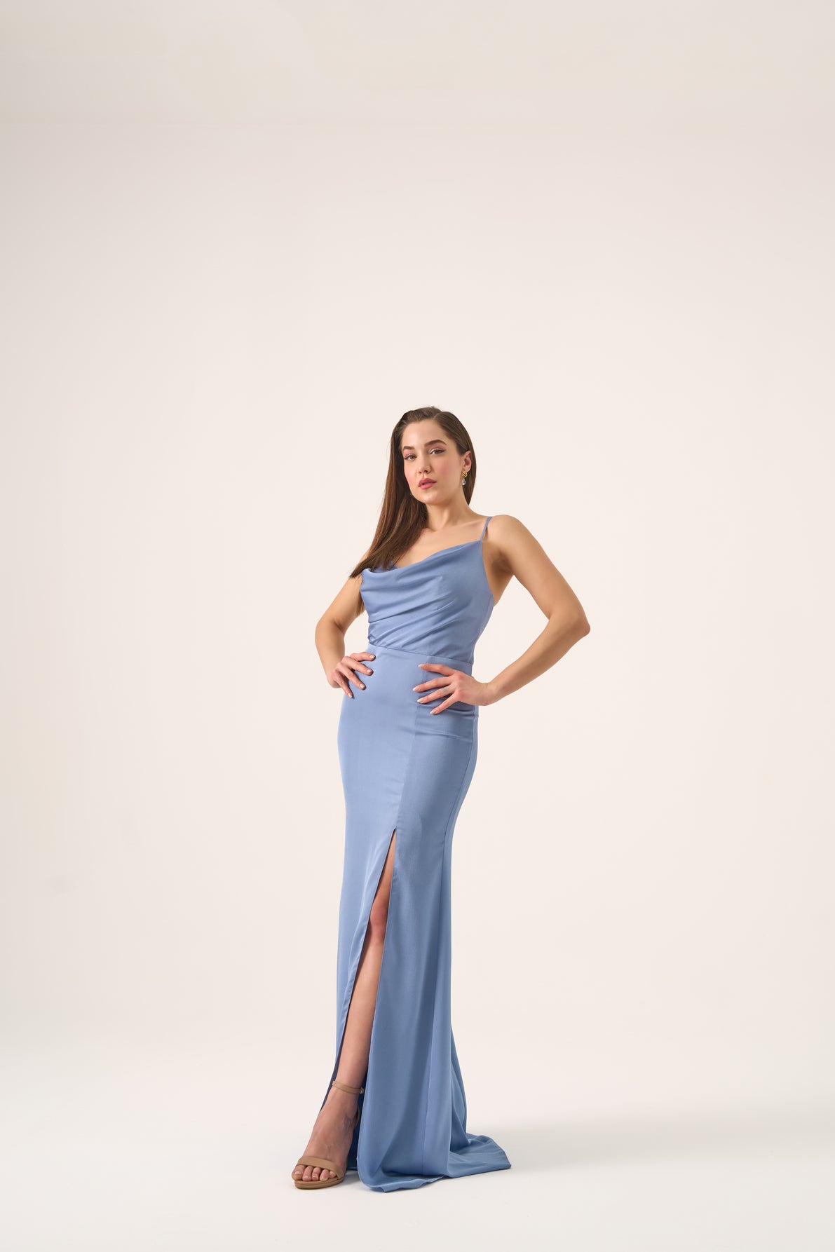 Houston Satin Cowl Neck Gown Designer Formal Evening Dress by Nadia's Houston Satin Cowl Neck Gown Designer Formal Evening Dress by Nadia's
