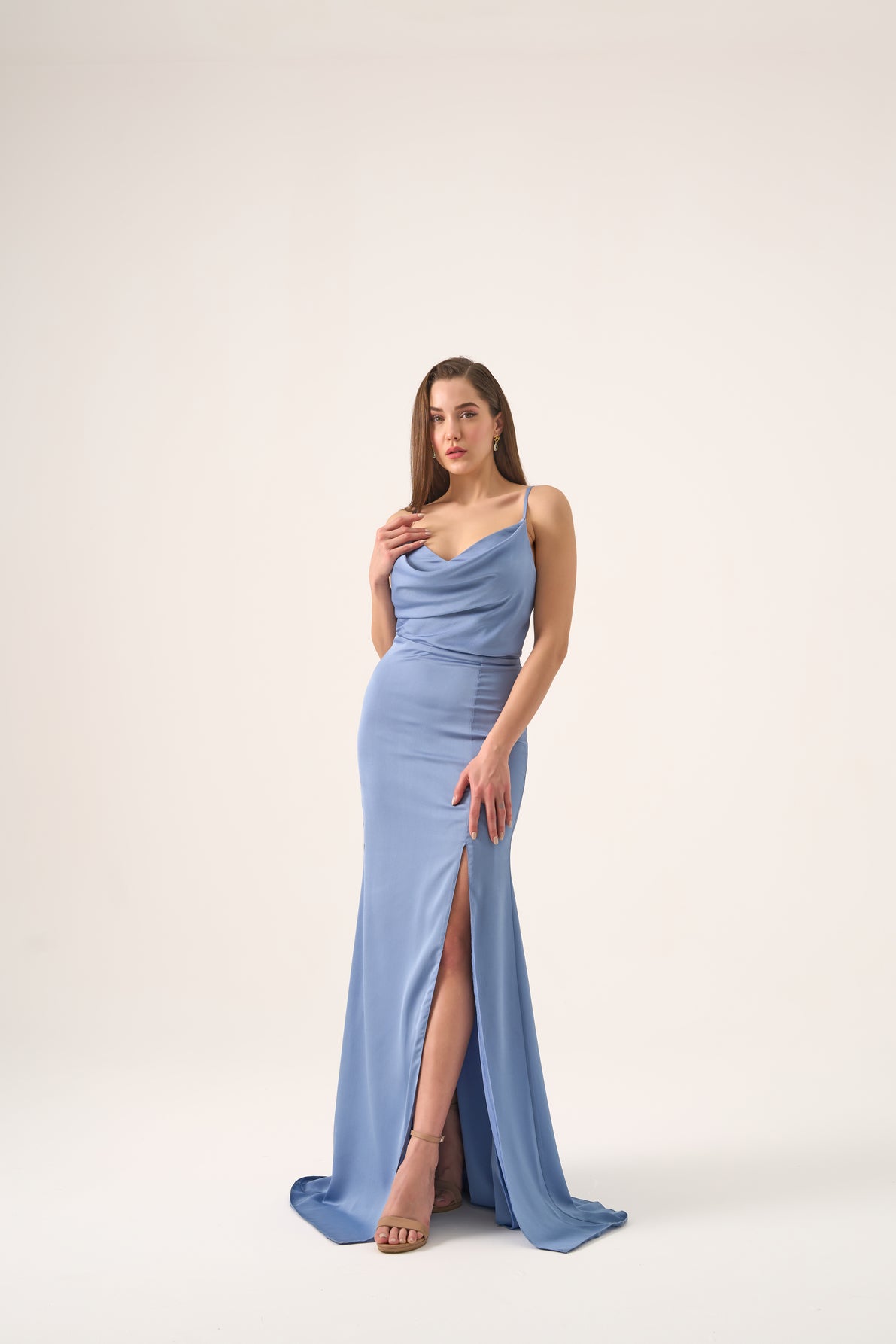 Houston Satin Cowl Neck Gown Designer Formal Evening Dress by Nadia's In Stocck / Black / 6 Houston Satin Cowl Neck Gown Designer Formal Evening Dress by Nadia's In Stocck / Black / 6