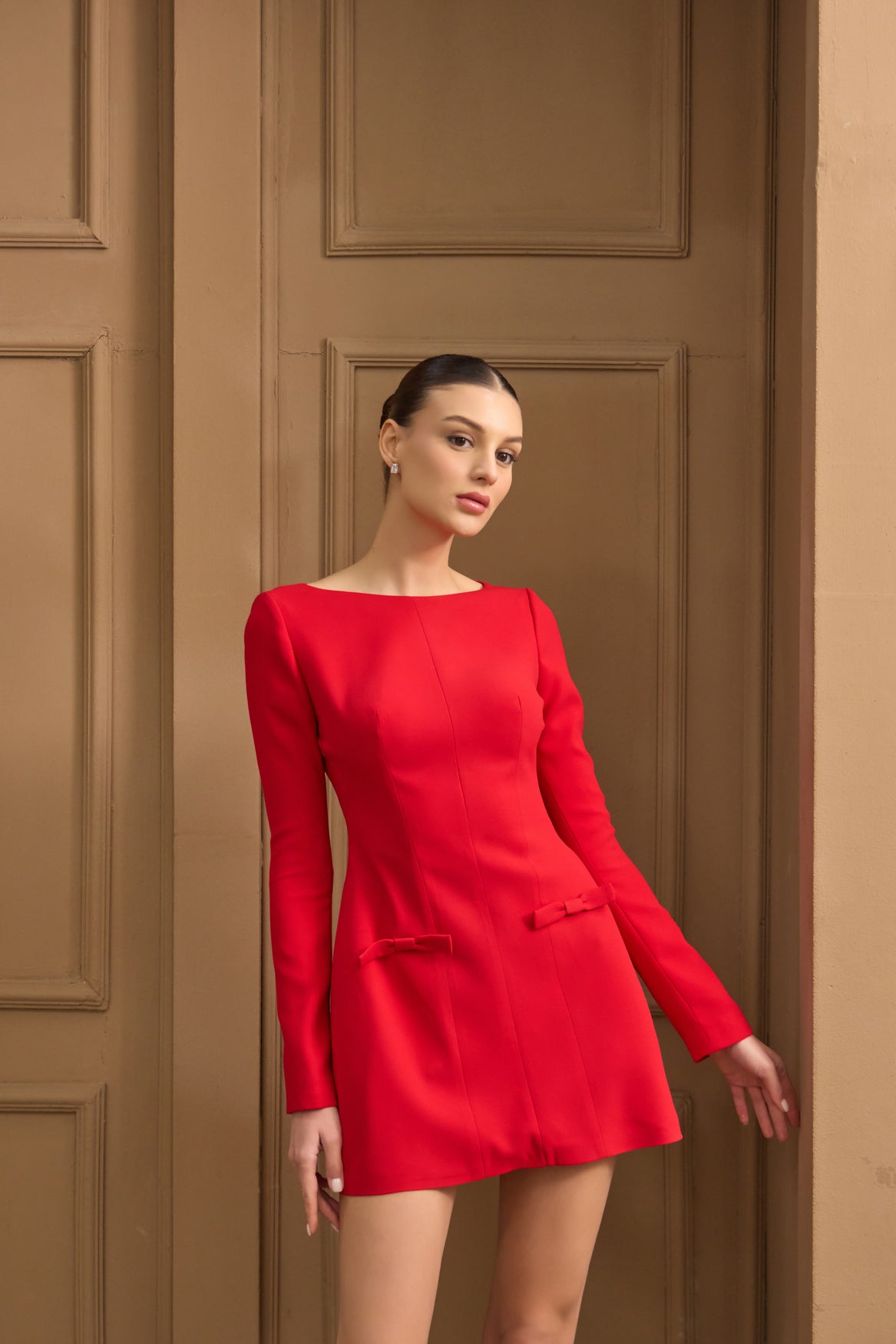 long sleeve dress mini formal Jovani 23888 Light Blue Long Sleeve Fitted Short Dress