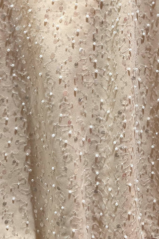 Elara nude beaded square neck mini