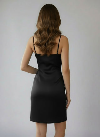 2401 mini cowl neckline dress with slit