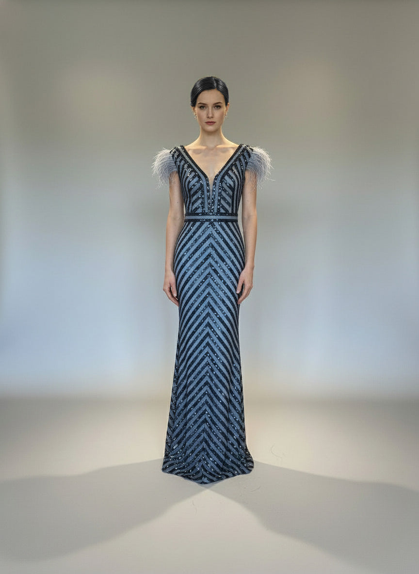 gunmetal blue dress Sequin Dress