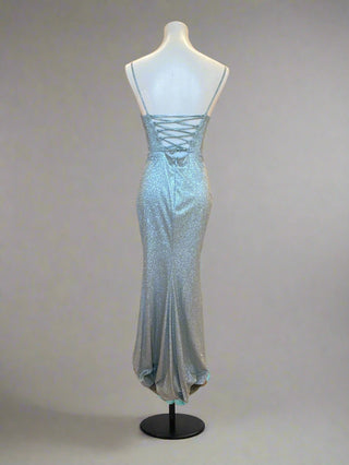 Shimmer cutout gown with strappy back