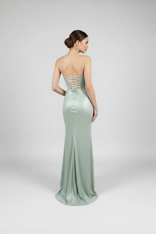 Shimmer cutout gown with strappy back (3005)