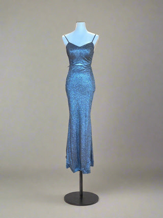 Shimmer cutout gown with strappy back