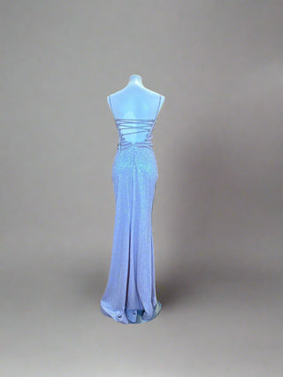 Shimmer cutout gown with strappy back