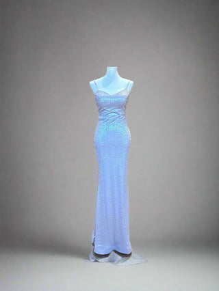 Shimmer cutout gown with strappy back