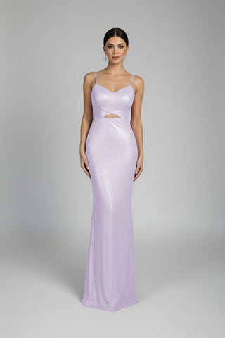 Shimmer cutout gown with strappy back (3005)