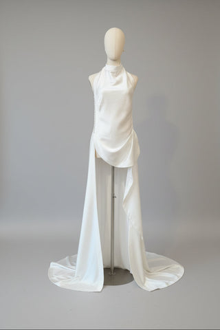 Cascade high neck gown