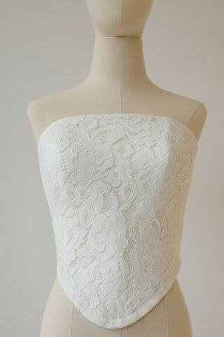 Celia lace strapless corset: Corded floral lace