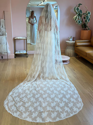 Lace cathedral length wedding veil 