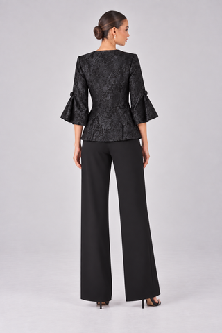 Verda black brocade & beaded fringe trouser (Jacket)