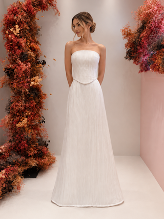 Ivory pleated organza set: skirt