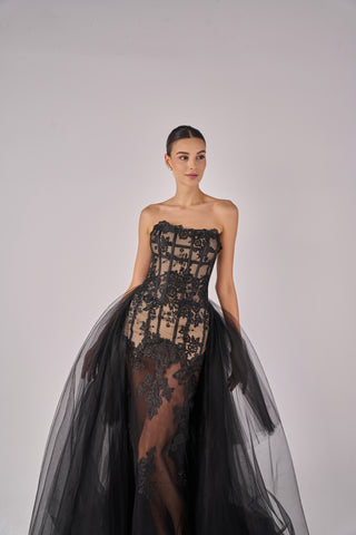 Dramatic tulle ball gown accessory, expertly layered for volume