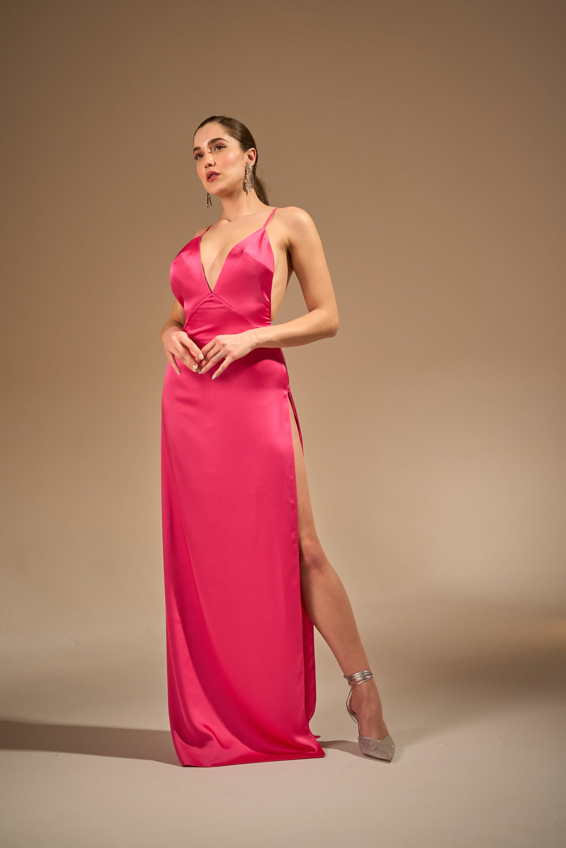 Madonna High Slit Gown Designer Formal Evening Dress by Nadia's Made to Order / Custom color / 16 Madonna High Slit Gown Designer Formal Evening Dress by Nadia's Made to Order / Custom color / 16
