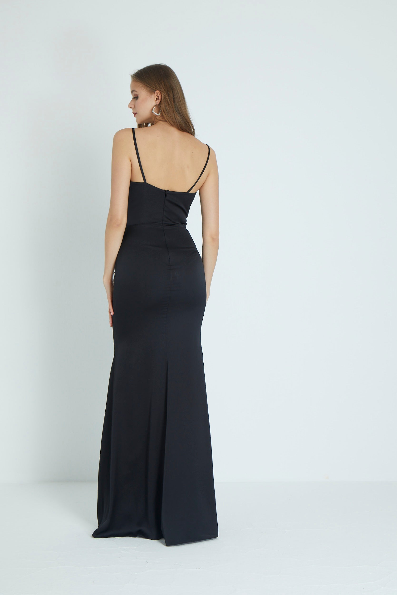 Houston Satin Cowl Neck Gown Designer Formal Evening Dress by Nadia's In Stocck / Black / 6 Houston Satin Cowl Neck Gown Designer Formal Evening Dress by Nadia's In Stocck / Black / 6