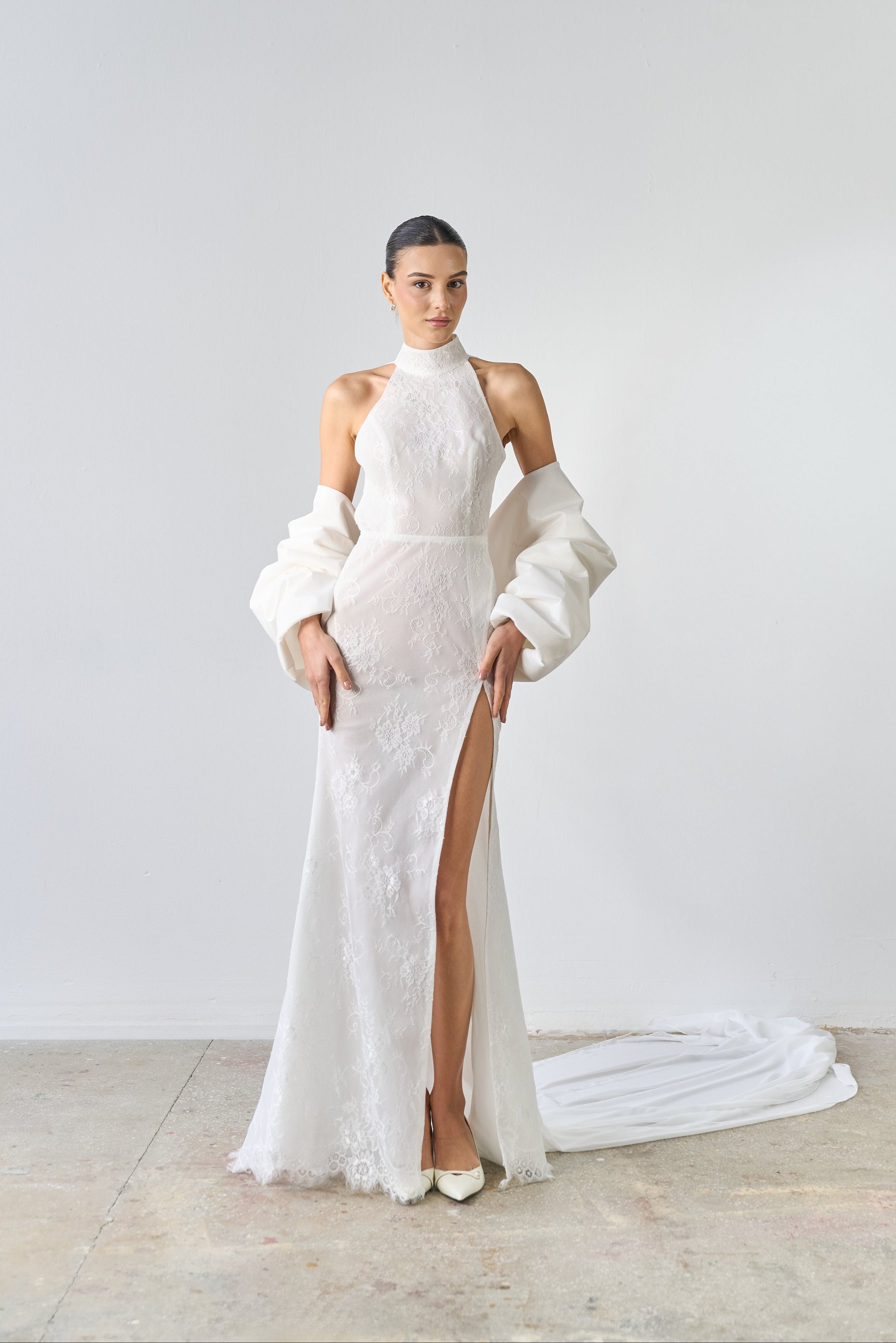 Turin Halter Neck Wedding Dress by Idina Bride Luxury Bridal Gown Made to Order / Custom color / 14 Turin Halter Neck Wedding Dress by Idina Bride Luxury Bridal Gown Made to Order / Custom color / 14