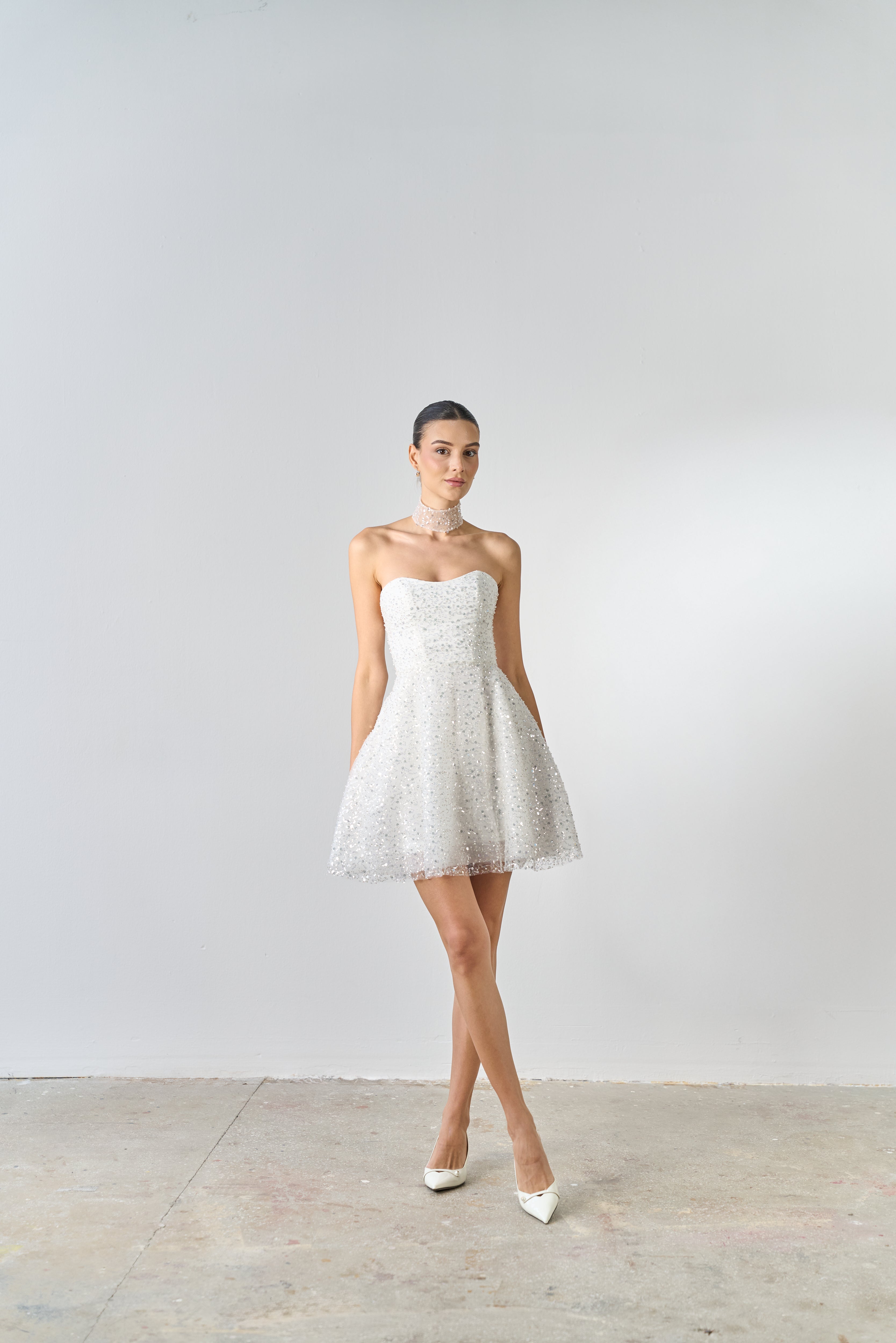 Stardust Couture Mini Bridal Dress Modern White Reception Dress Seattle in Stock / Ivory / 10 Stardust Couture Mini Bridal Dress Modern White Reception Dress Seattle in Stock / Ivory / 10