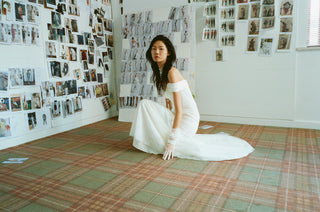 Vivienne Westwood heritage bridal design with sculpted corset, sustainable lace, and made-to-order craftsmanship