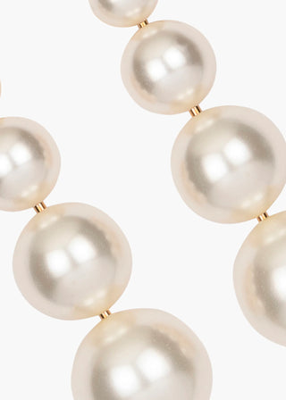 Close-up of a pearl necklace on a white background