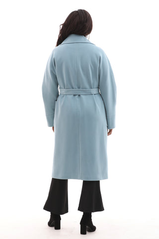 Sophisticated wrap coat featuring a flattering silhouette, long sleeves, and a tailored fit