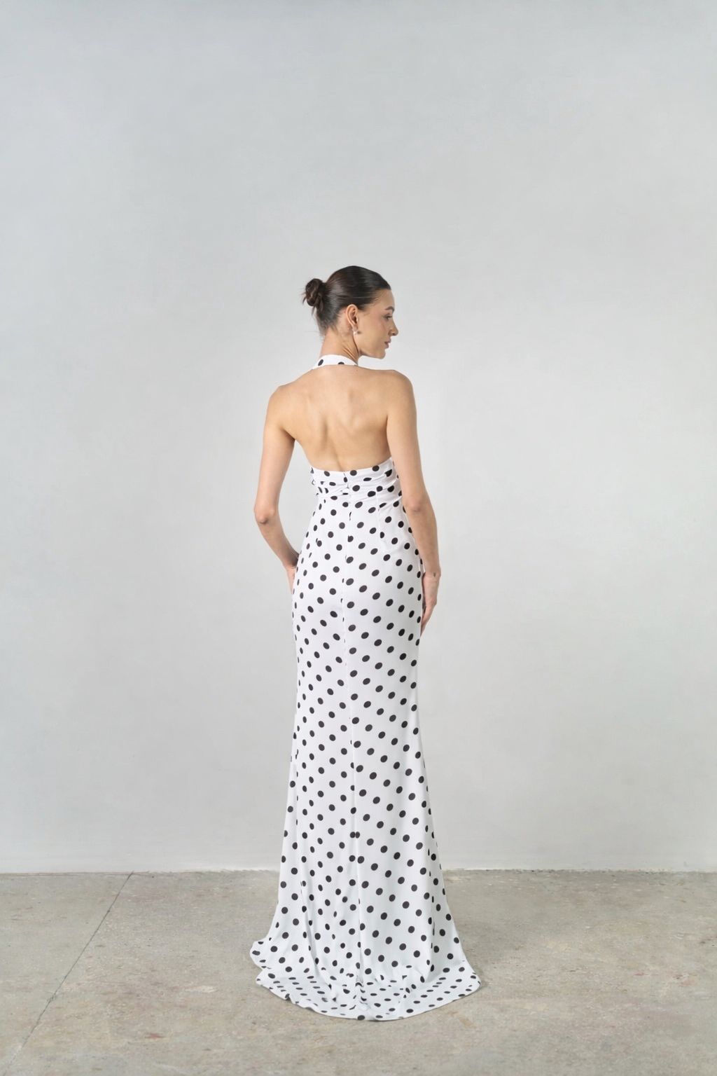 Poppy Dotted Halter Sweetheart Evening Gown | Designer Formal Dress In Stock / White / M Poppy Dotted Halter Sweetheart Evening Gown | Designer Formal Dress In Stock / White / M