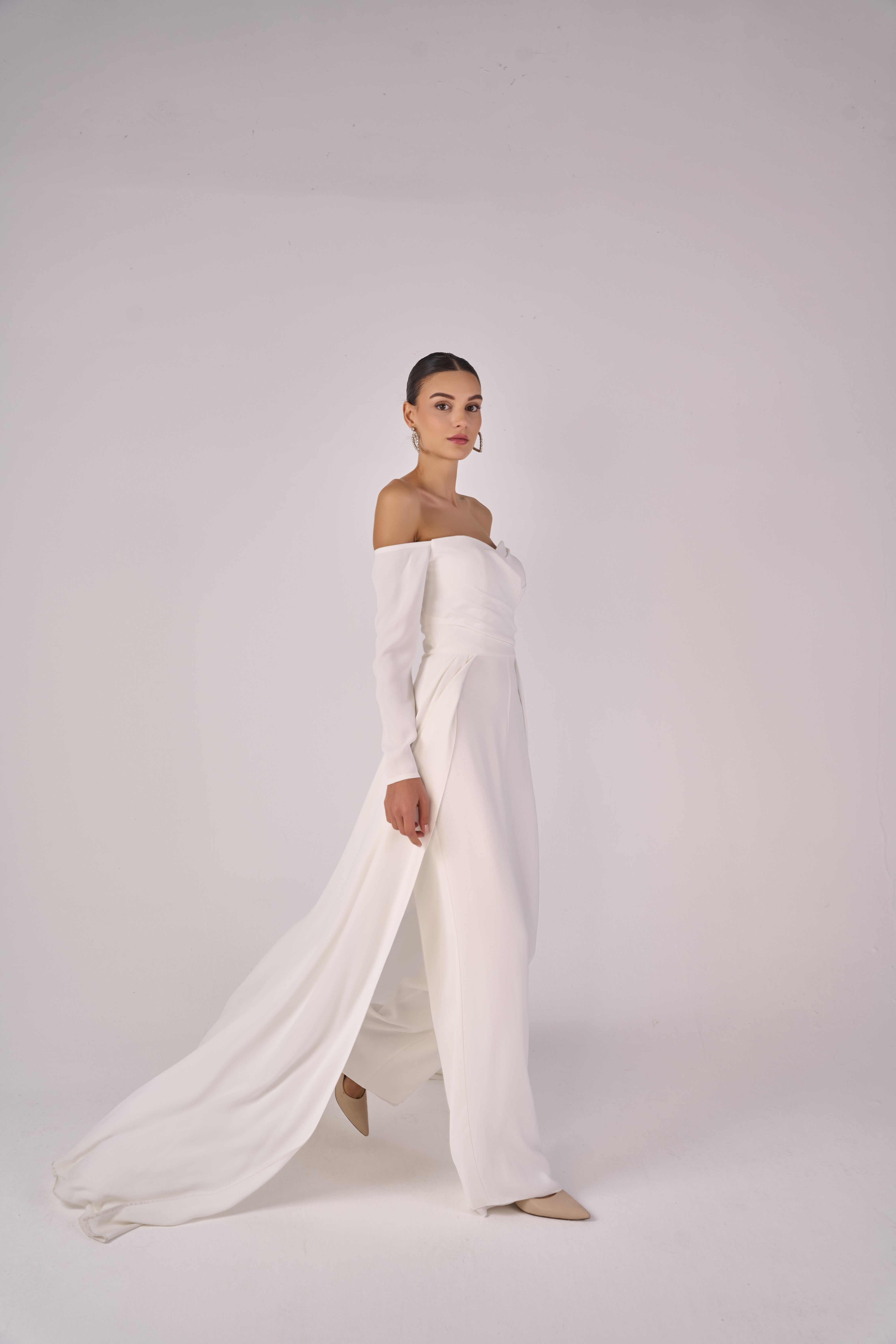 off shoulder jumpsuit dress Ashley Lauren