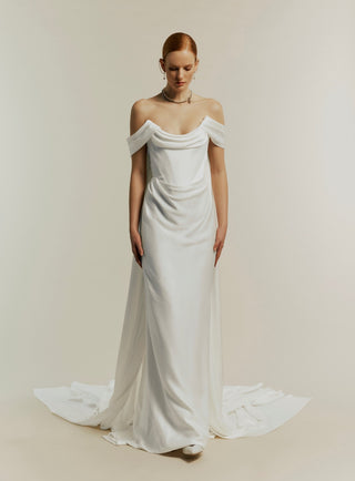 Shoulder Drapes: Crepe Back Satin