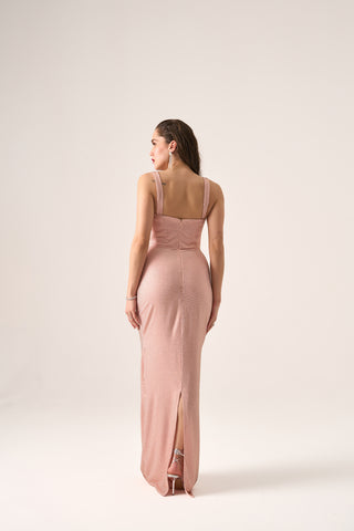 THE VAL LIGHT PINK STUDDED CORSET GOWN