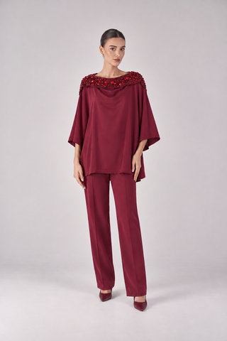 Verda burgundy beaded set