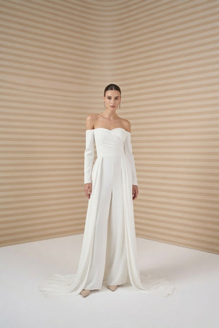 Rosalin bridal jumpsuit with overskirt