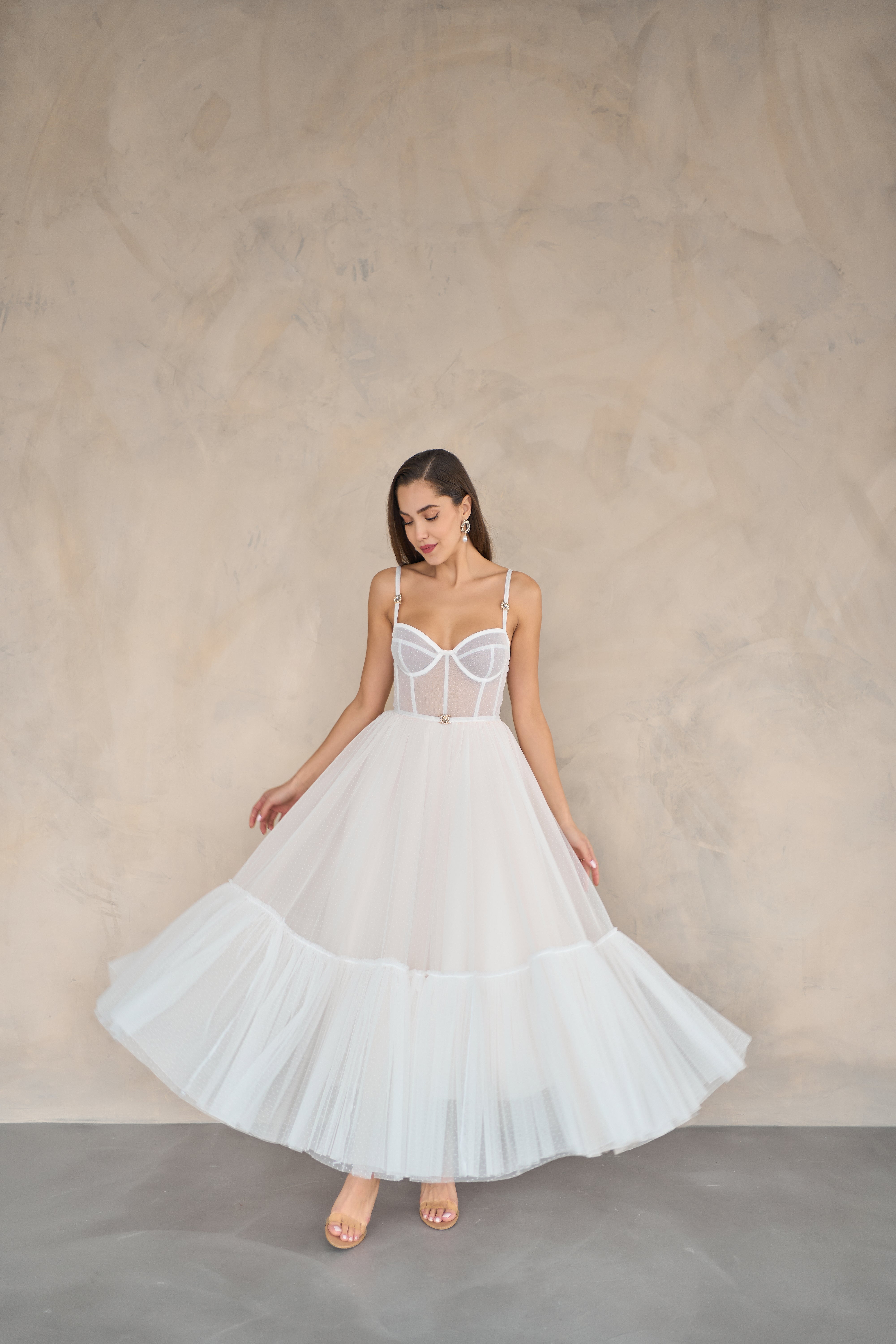 Yasmine Tulle Midi A-Line Sweetheart Dress