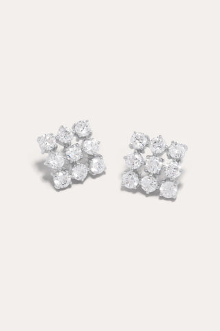 Luxury earrings with a bold, modern design featuring cubic zirconia clusters, perfect for high-fashion events and special occasions.