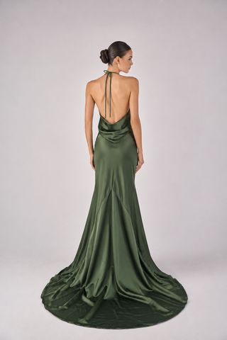 Ode halter neck and low back dress