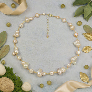 Golden Baroque Pearl Elegance Necklace