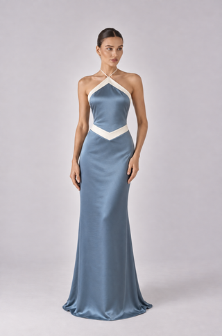Contrast Halter Column Gown
