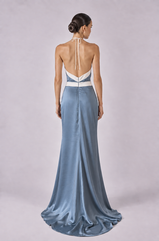 Contrast Halter Column Gown