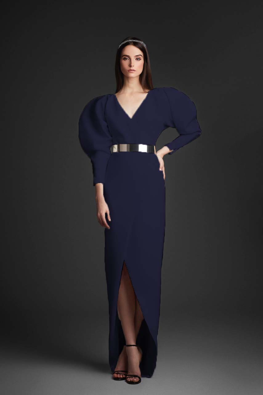 Clotilde Navy by Sophie et Voil Elegant Crepe Dress for Events Clotilde Navy by Sophie et Voil Elegant Crepe Dress for Events