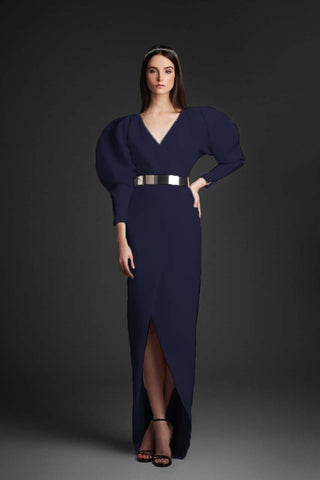 Clotilde Navy dress by Sophie et Voilà in elegant crepe.