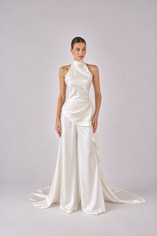 Cascade satin bridal pants